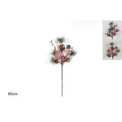 INGROSSO ARTICOLI NATALIZI RAMO 60CM C/CANDITI 2ASS 8033113991998 INGROSSO DECORAZIONI NATALIZIE FIORI FINTI NATALIZI