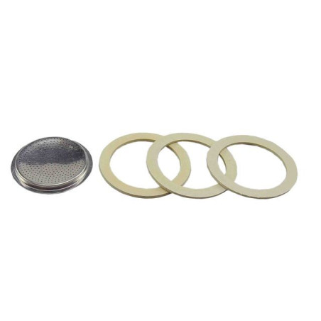 INGROSSO CASALINGHI GUARNIZIONI 3TZ CON FILTRO MOKA 3PZ BL. 8000061004872 INGROSSO ACCESSORI CUCINA CAFFETTIERE E ACCESSORI