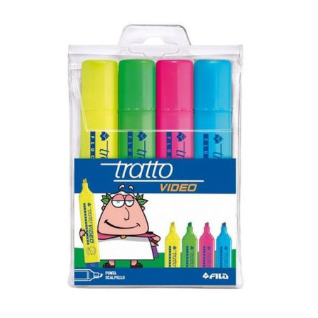 TRATTO VIDEO COLORI ASS. BUSTA 4 PEZZI EAN 8000825830808 INGROSSO EVIDENZIATORI