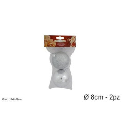 INGROSSO ARTICOLI NATALIZI PALLE 8CM 2 PZ LUCIDA/GLITTERATA SILVER 8033113784958 INGROSSO ADDOBBI ALBERO NATALE