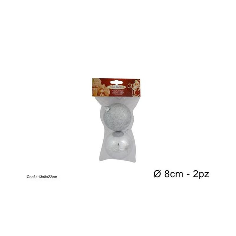 PALLE 8CM 2 PZ LUCIDA/GLITTERATA SILVER EAN 8033113784958 INGROSSO PALLINE DI NATALE E PUNTALI PALLE 8CM 2 PZ LUCIDA/GLITTERATA SILVER EAN 8033113784958 INGROSSO PALLINE DI NATALE E PUNTALI