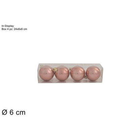 BOX 4 PALLE 6CM IN DISPLAY MARRONE SCURO EAN 8053482082431 INGROSSO PALLINE DI NATALE E PUNTALI