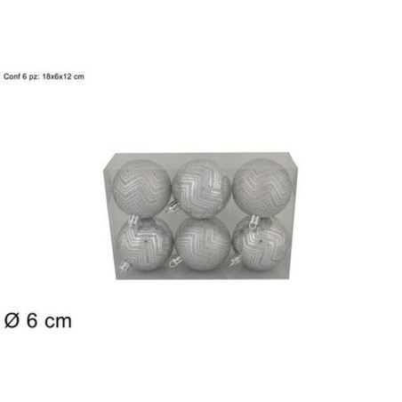 PALLE 6CM 6PZ RIGATE GLITTER SILVER IN B EAN 8053482055558 INGROSSO PALLINE DI NATALE E PUNTALI
