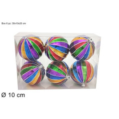 INGROSSO ARTICOLI NATALIZI PALLE 10CM 6PZ MULTICOLOR LUCIDO PVC BOX 8053482085609 INGROSSO ADDOBBI ALBERO NATALE