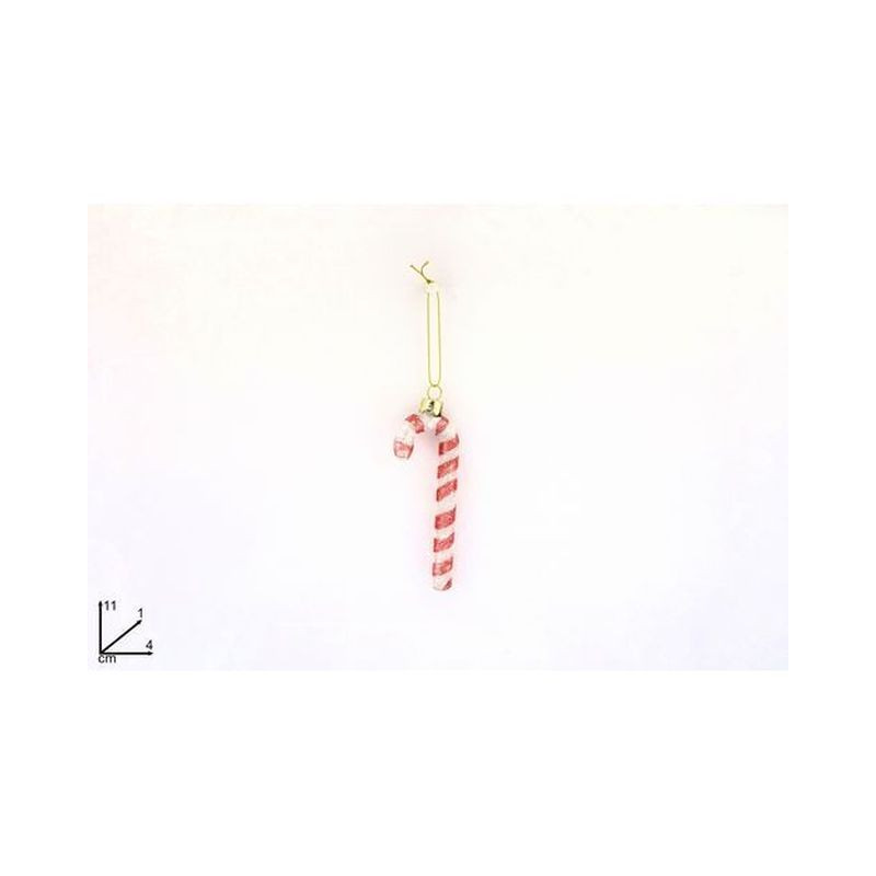 BASTONCINO VETRO 11CM ROSSO/BIANCO KS21- EAN 8053482095097 INGROSSO APPENDINI NATALIZI