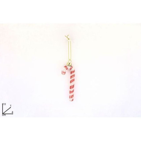 BASTONCINO VETRO 11CM ROSSO/BIANCO KS21- EAN 8053482095097 INGROSSO APPENDINI NATALIZI