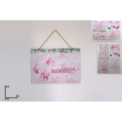 INGROSSO ARTICOLI NATALIZI APPENDINO LEGNO 34X24 NATALIZIO ROSA ASS 8053482028910 INGROSSO ADDOBBI ALBERO NATALE