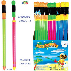INGROSSO ARTICOLI MARE POMPETTA AD ACQUA COLORI FLUO IN PALLBOX 8034094806806 INGROSSO ARTICOLI ESTIVI