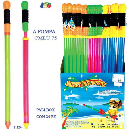INGROSSO ARTICOLI MARE POMPETTA AD ACQUA COLORI FLUO IN PALLBOX 8034094806806 INGROSSO ARTICOLI ESTIVI