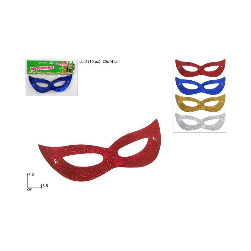 MASCHERINA CART. METAL. SET 10 PZ. ASS EAN 8034048005460 INGROSSO MASCHERE DI CARNEVALE