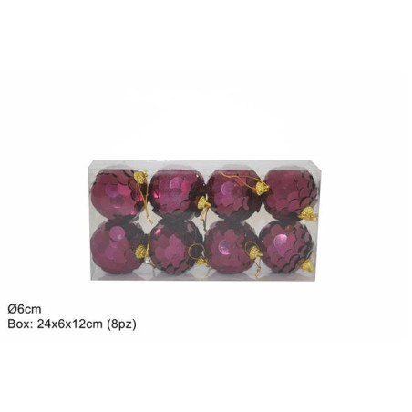 PALLE 6CM 8PZ PAILLETTES IN BOX PVC BORD EAN 8053482015460 INGROSSO PALLINE DI NATALE E PUNTALI