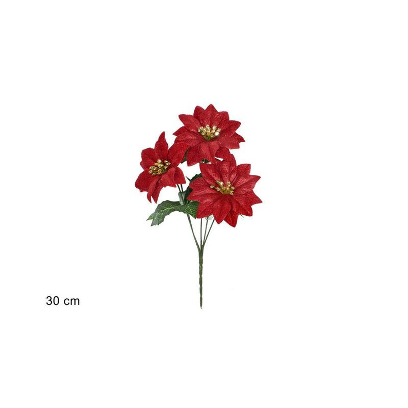 MAZZO STELLA DI NATALE VELLUTO 30CM EAN 8053482037707 INGROSSO FIORI FINTI NATALIZI