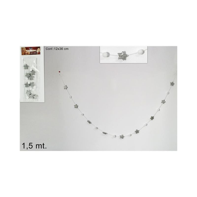 FILO STELL GLITTER&PALLE DI NEVE 1.5CM S EAN 8033113629556 INGROSSO GHIRLANDE NATALIZIE