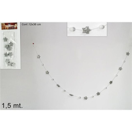 FILO STELL GLITTER&PALLE DI NEVE 1.5CM S EAN 8033113629556 INGROSSO GHIRLANDE NATALIZIE
