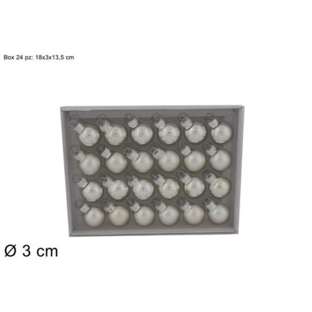 PALLINE VETRO SET 24PZ 3CM SILVERIN BOX EAN 8033113970368 INGROSSO PALLINE DI NATALE E PUNTALI