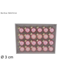 INGROSSO ARTICOLI NATALIZI PALLINE VETRO SET 24PZ 3CM ROSA IN BOX 8033113970405 INGROSSO ADDOBBI ALBERO NATALE