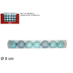 INGROSSO ARTICOLI NATALIZI TUBO 7 PALLINE 8 CM 3 MOD. TIFFANY 8053482013282 INGROSSO ADDOBBI ALBERO NATALE