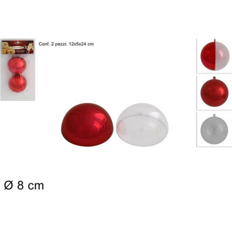 PALLE 8CM SET 2PZ ROSSA+TRASPARENTE SK21 EAN 8053482121178 INGROSSO PALLINE DI NATALE E PUNTALI