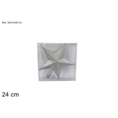 INGROSSO ARTICOLI NATALIZI PUNTALE STELLA GLITTERATA 24CM SILVER 8033113542275 INGROSSO ADDOBBI ALBERO NATALE