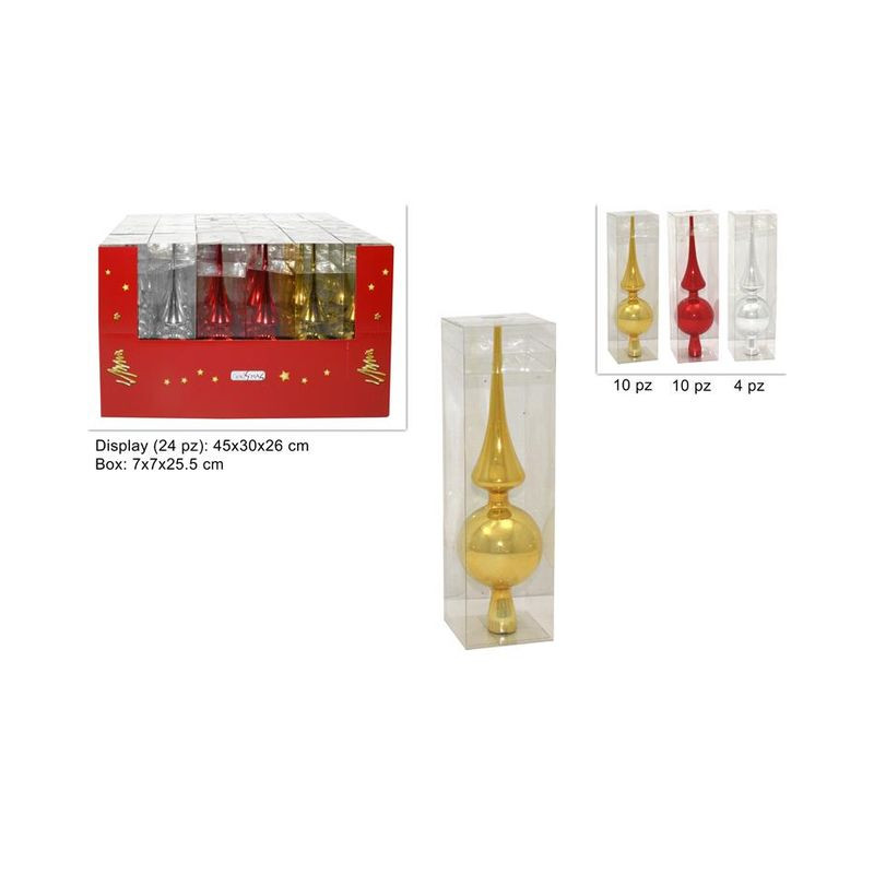 PUNTALE ALBERO 25CM 3COL 2A1G EAN 8033113682216 INGROSSO PALLINE DI NATALE E PUNTALI