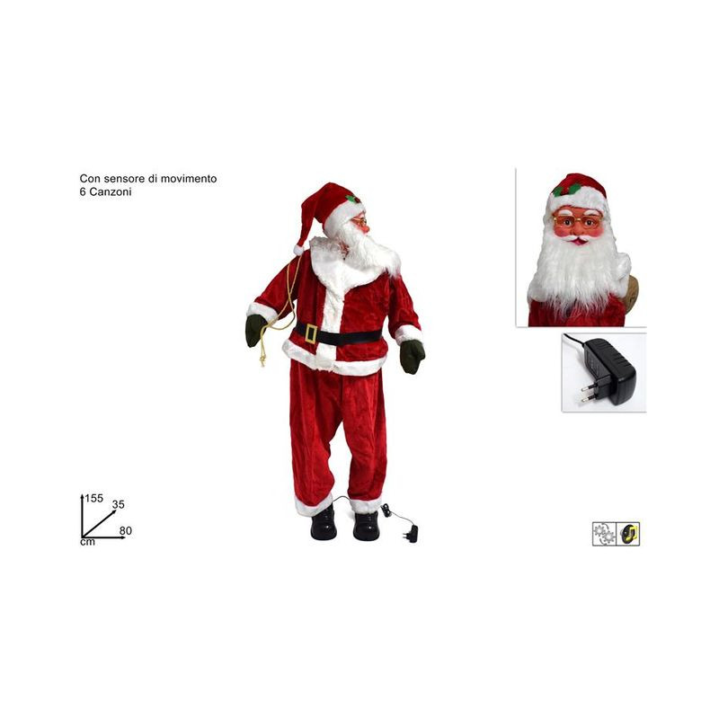 BABBO NATALE 155CM MUSICALE C/MOV EAN 8033113959950 INGROSSO PUPAZZI E GNOMI NATALIZI BABBO NATALE 155CM MUSICALE C/MOV EAN 8033113959950 INGROSSO PUPAZZI E GNOMI NATALIZI