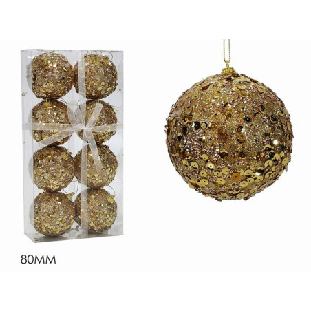 INGROSSO ARTICOLI NATALIZI SET 8 PALLE 80MM C/PAILLETTES ORO 8015361288235 INGROSSO ADDOBBI ALBERO NATALE