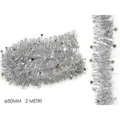 INGROSSO ARTICOLI NATALIZI FILO SILVER CON STELLE 50 MM 2 METRI 8015361344504 INGROSSO ADDOBBI ALBERO NATALE