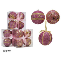 INGROSSO ARTICOLI NATALIZI SET 4 PALLE 100MM C/GLITT. ROSA 3ASS 8015361348052 INGROSSO ADDOBBI ALBERO NATALE