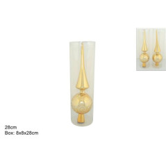INGROSSO ARTICOLI NATALIZI PUNTALE 28CM DECORATO C/GLITTER 2ASS ORO 8033113937958 INGROSSO ADDOBBI ALBERO NATALE