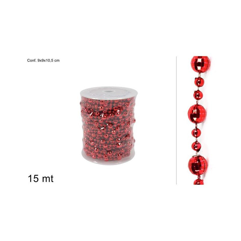 ROTOLO FILO C/PERLE 15MT ROSSO 4A15M8E/R EAN 8033113780042 INGROSSO GHIRLANDE NATALIZIE