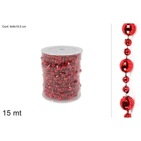 ROTOLO FILO C/PERLE 15MT ROSSO 4A15M8E/R EAN 8033113780042 INGROSSO GHIRLANDE NATALIZIE