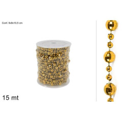 INGROSSO ARTICOLI NATALIZI ROTOLO FILO C/PERLE 15MT ORO 8033113780103 INGROSSO ADDOBBI ALBERO NATALE