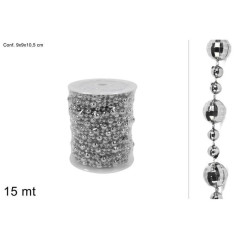 INGROSSO ARTICOLI NATALIZI ROTOLO FILO C/PERLE 15MT SILVER 8033113780110 INGROSSO ADDOBBI ALBERO NATALE