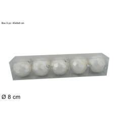 INGROSSO ARTICOLI NATALIZI PALLE 8CM 5PZ PAILLETTES BOX PVC BIANCO 8033113743016 INGROSSO ADDOBBI ALBERO NATALE