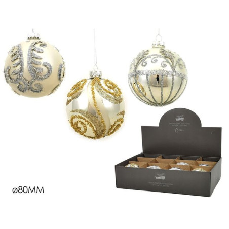 INGROSSO ARTICOLI NATALIZI PALLA VETRO 80MM SILVER 4ASS DISPL 8015361369071 INGROSSO ADDOBBI ALBERO NATALE