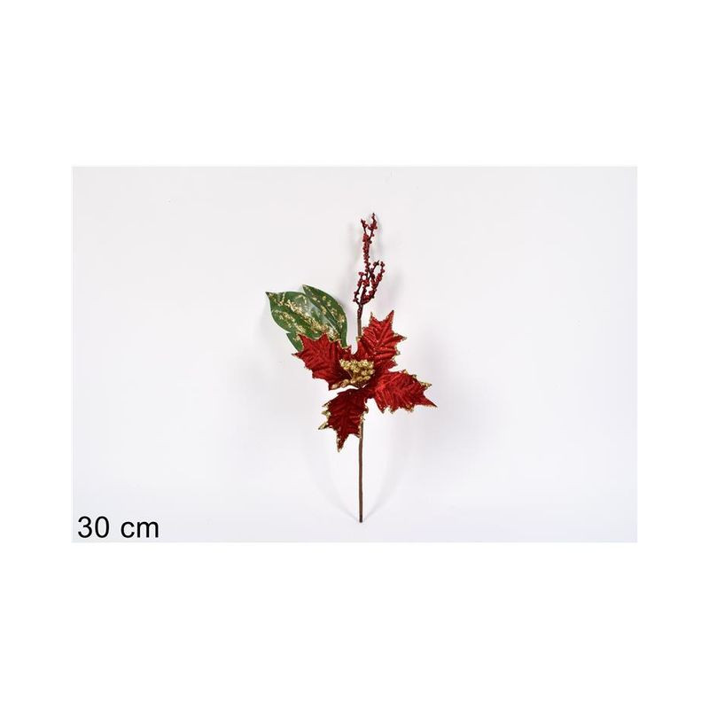 STELO FIORE C/BACCHE 30CM ROSSO W8-14113 EAN 8033113036613 INGROSSO FIORI FINTI NATALIZI