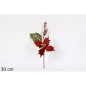 STELO FIORE C/BACCHE 30CM ROSSO W8-14113 EAN 8033113036613 INGROSSO FIORI FINTI NATALIZI