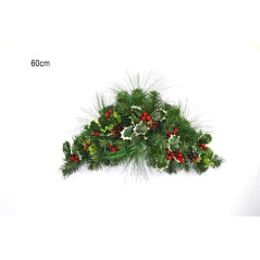 INGROSSO ARTICOLI NATALIZI DIETROPORTA C/AGHIFOGLIO E PIGNE 60CM AR T.L35273-24R 8033113414305 INGROSSO DECORAZIONI NATALIZIE