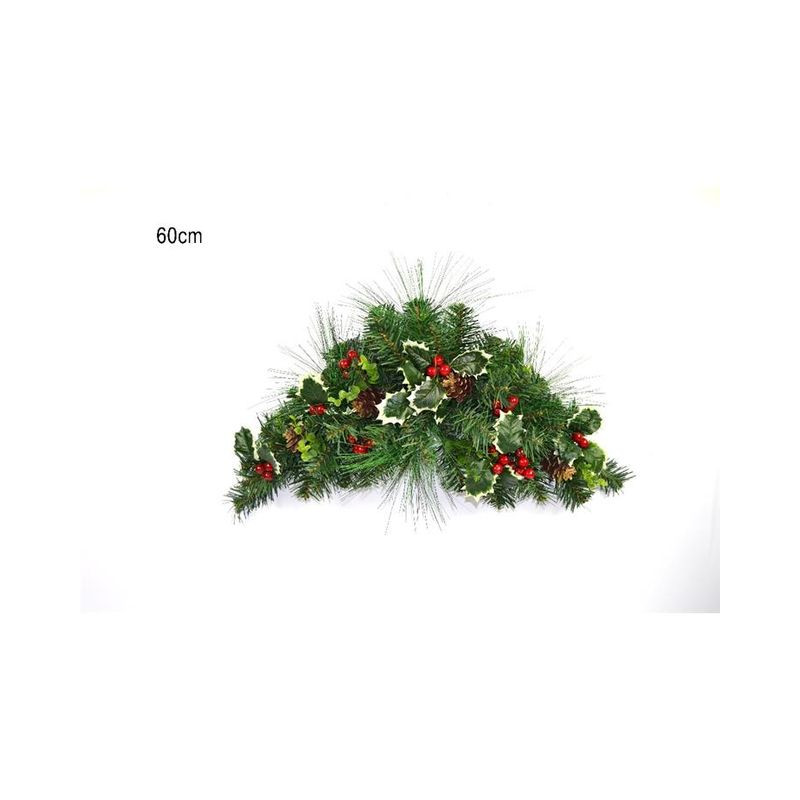 DIETROPORTA C/AGHIFOGLIO E PIGNE 60CM AR T.L35273-24R EAN 8033113414305 INGROSSO OGGETTISTICA NATALIZIA