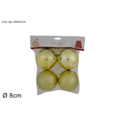 INGROSSO ARTICOLI NATALIZI PALLE 8CM SET 4PZ LUCIDE GLITTERATE ORO ART.SM115-1804G 8033113822179 INGROSSO ADDOBBI ALBERO NATALE