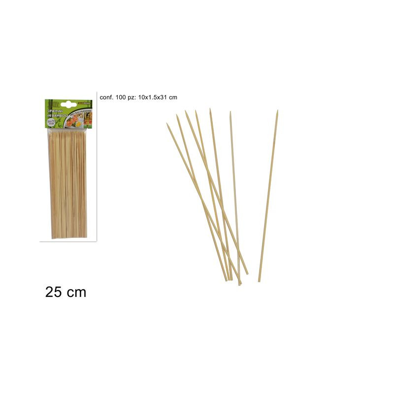 SPIEDINI BAMBU PZ.100 CM.25 EAN 8027501059810 INGROSSO ACCESSORI CUCINA
