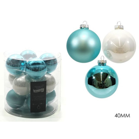 INGROSSO ARTICOLI NATALIZI SET 12 PALLE VETRO 40MM TURCHESE ASS 8015361222840 INGROSSO ADDOBBI ALBERO NATALE