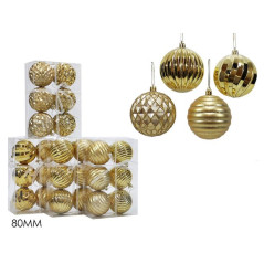 INGROSSO ARTICOLI NATALIZI SET 6 PALLE 80MM ORO MIX 4ASS. 8015361351878 INGROSSO ADDOBBI ALBERO NATALE