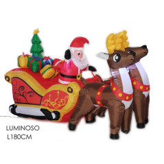 INGROSSO ARTICOLI NATALIZI SLITTA CON BABBO NATALE GONFIABILE 180 8015361325688 INGROSSO DECORAZIONI NATALIZIE