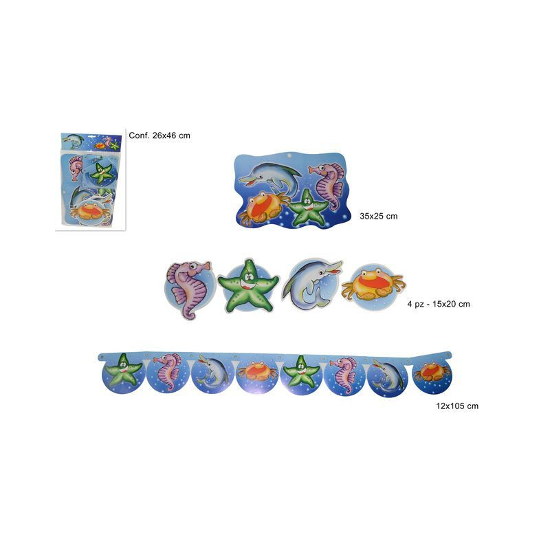 FESTONE SOGGETTI MARINI SET 6 PZ EAN 8712026582621 INGROSSO FESTONI PER PARTY