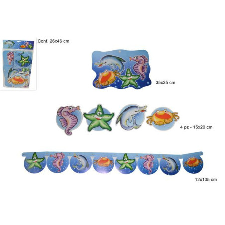 FESTONE SOGGETTI MARINI SET 6 PZ EAN 8712026582621 INGROSSO FESTONI PER PARTY