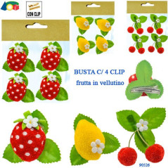 INGROSSO BUSTA 4 CLIP FRUTTA ( CILIEG./LIMONE/FRA 8055742223059 INGROSSO ARTICOLI PASQUALI DECORAZIONI PER PASQUA