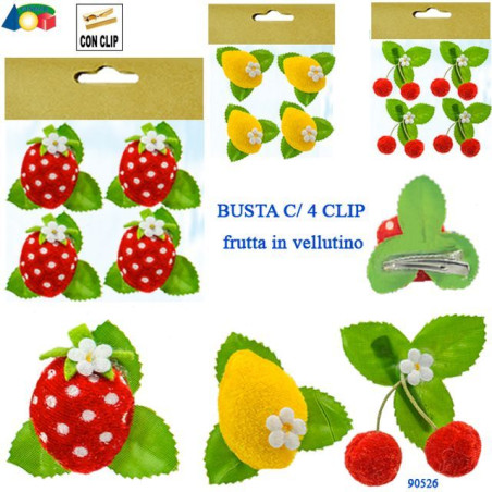 INGROSSO BUSTA 4 CLIP FRUTTA ( CILIEG./LIMONE/FRA 8055742223059 INGROSSO ARTICOLI PASQUALI DECORAZIONI PER PASQUA