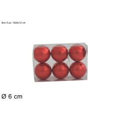 INGROSSO PALLE 6CM 6PZ ROSSO IN BOX PVC 8053482121291 INGROSSO ADDOBBI ALBERO NATALE PALLINE DI NATALE E PUNTALI