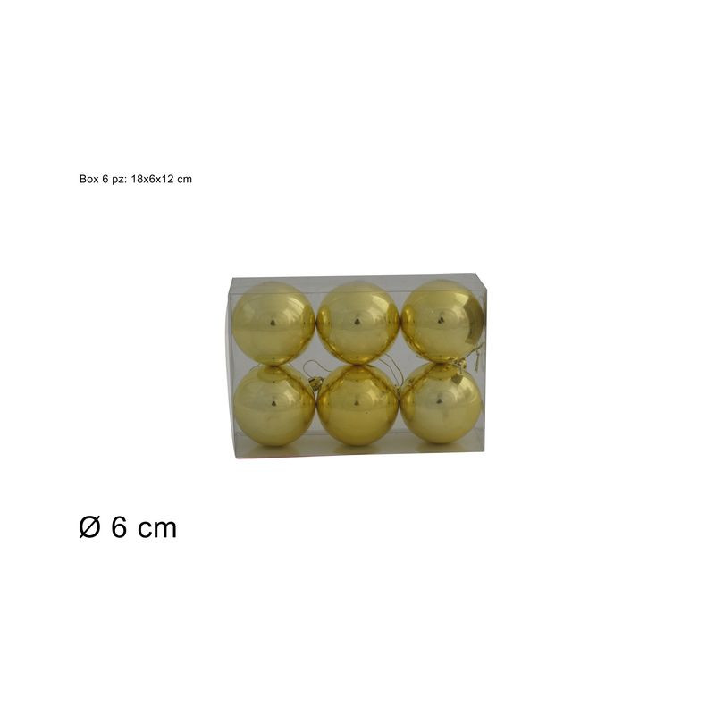 PALLE 6CM 6PZ ORO IN BOX PVC EAN 8053482121307 INGROSSO PALLINE DI NATALE E PUNTALI